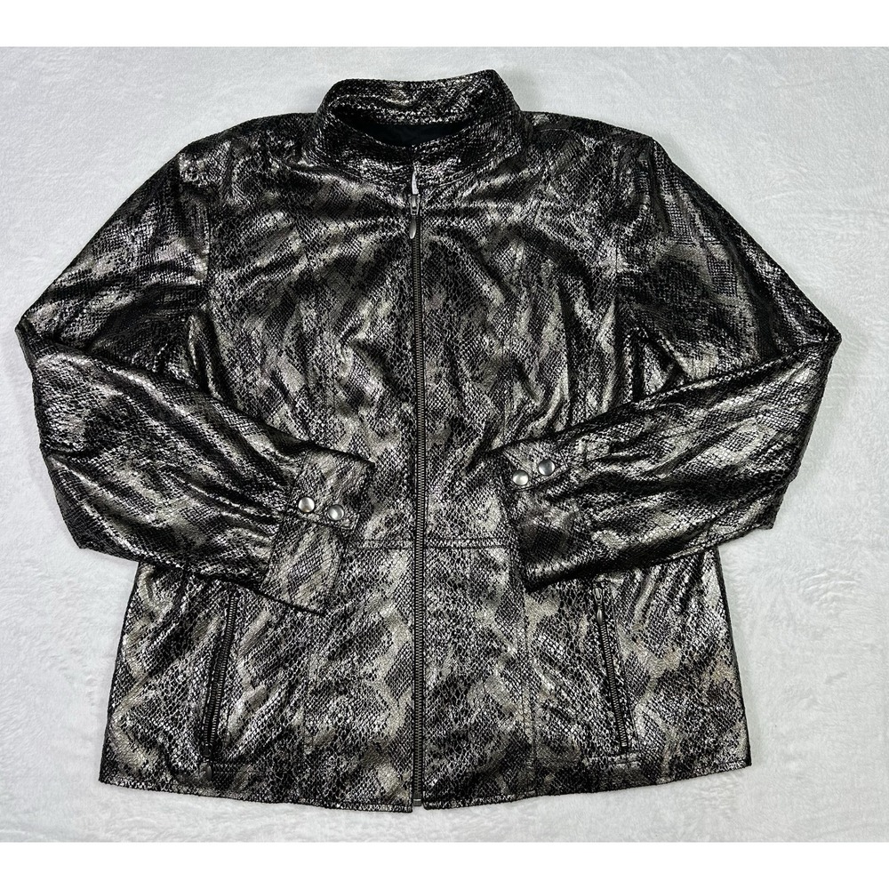 Chico's Jacket Womens Large  Chicos 2 Metallic Snakeskin Pattern‎ Cocktail Party